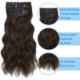 thumbnail image 2 of LELINTA 4PCS Clip in Long Soft Glam Waves Thick Hairpieces 20 inches Dark Brown to Chestnut Hairpieces Fiber Thick Double Weft Hair Extension Full Head Hairpiece for Women, 2 of 7