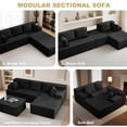 thumbnail image 3 of GAZHOMECloud Sectional Couch with Convertible U Shaped Couch, 96.8" Modern Modular Sofa with 5 Pillows, Boneless Corduroy Upholstered Deep Seat Couches for Living Room Bedroom, Black, Right, 3 of 8