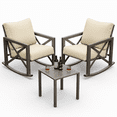 thumbnail image 4 of POTEBAN 3-Piece Metal Patio Rocking Chair Set, Heavy Duty 350 lbs Capacity Outdoor Bistro Furniture Set with 2 Rockers, Thick Cushions and Coffee Table for Porch, Rust-Resistant, Beige, 4 of 9