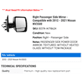 thumbnail image 2 of Right Passenger Side Mirror - Compatible with 2012 - 2021 Nissan NV3500 2013 2014 2015 2016 2017 2018 2019 2020, 2 of 2