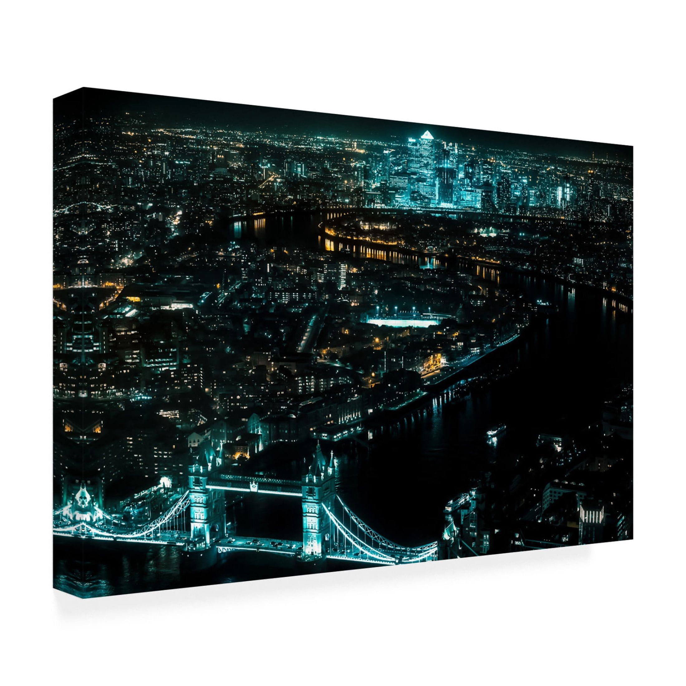 Canvas Wall Art - ShutterLore  'Cyberpunk London - I' Wall Art for Living Room, Bedroom, or Office Décor by Trademark Fine Art - 19 x 12 Inches