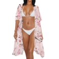 thumbnail image 3 of HELLHERO Polyester Long Kimono Swimsuit Cover Up for Beach Loose Lightweight Butterfly Garden, 3 of 5