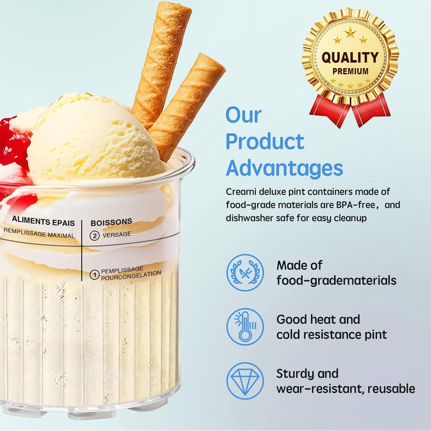 4 Pack Creami Deluxe Pints & Lids for Ninja, 24 Oz Compatible with NC500 NC501 Series Ice Cream Makers, with 5 Spoons & 64 Writable Labels, BPA-Free & Dishwasher Safe, Yellow