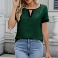 thumbnail image 2 of BLVB Women's Dressy Casual Blouses Business Casual Work Top Color Block Keyhole Short Sleeve Shirts Summer Clothes, 2 of 3