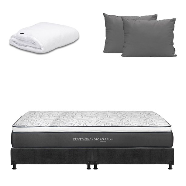 Colchón King Size Trini Restonic + Box + Almohadas 2 Pack + Protector Cloud