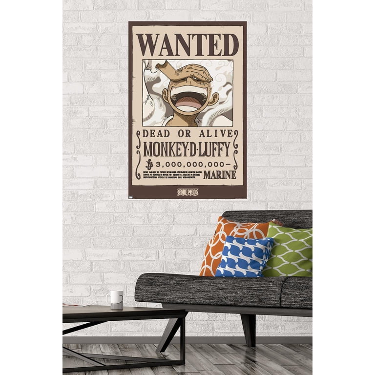 One Piece - Monkey D Luffy Wanted Poster Wall Poster, 22.375