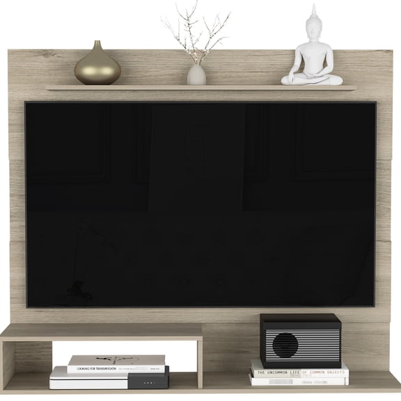 Beige TV Stand with Storage/Accommodates TV Paraphernalia