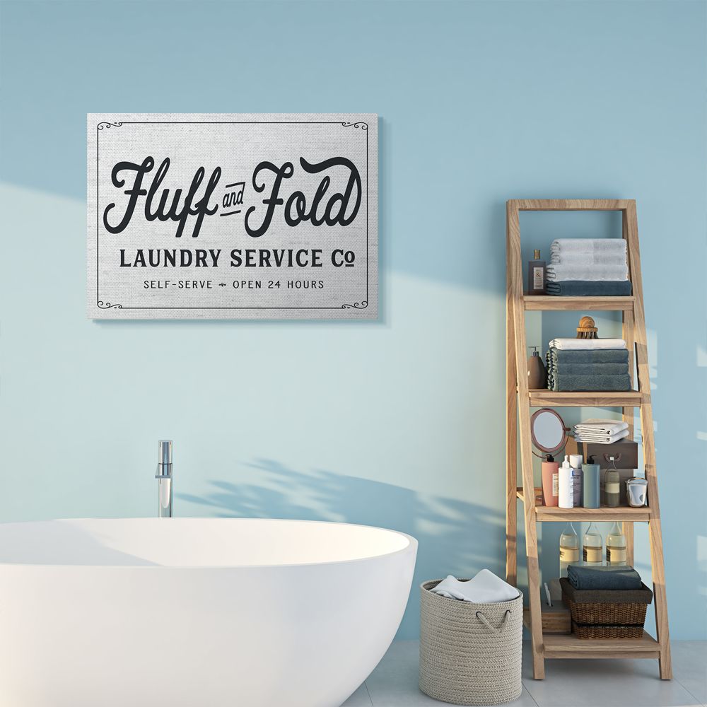 Stupell Industries Fluff and Fold Laundry Room Vintage Country Sign Canvas Wall Art Design by Lettered and Lined, 30" x 40"
