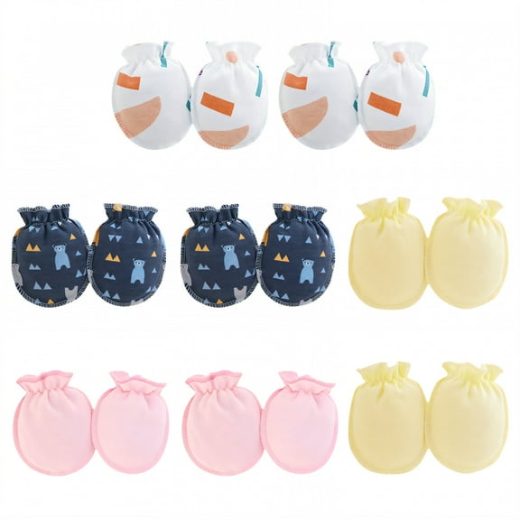 TELOLY 8 Pairs Baby Mittens,Cotton Baby Mittens Newborn,No Scratch Baby Mittens 0-6 Months,Style1