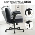 thumbnail image 3 of Criss Cross Chair with Flip-up Armrests, Wide Cross Legged Office Chair, Fabric Ergonomic Desk Chair with Wheels, Lumbar Support, Swivel Vanity Chair for Home Office, Bedroom, Study, 3 of 8
