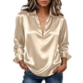 thumbnail image 2 of Kezqiaxn Shirts for Women Pullover Long Sleeve Collared Dressy Summer Tops Business Work Blouses Plus Size Fashion, 2 of 9