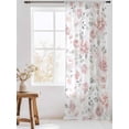 thumbnail image 3 of Sheer Curtains 108 Inches Long, Pink Rose Semi Sheer Curtains Light Filtering Window Treatment, Modern Simple Romantic Flowers Floral Leaves Privacy Voile Drapes for Living Room Bedroom 52x108 Inch, 3 of 7