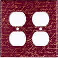 thumbnail image 3 of Metal Light Switch Plate Outlet Cover Elegant Burgundy Gold Letter Damask LET018, 3 of 13