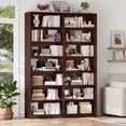 thumbnail image 4 of Hiphuta 84"H Double Wide 7-Tier Bookcase, Large Modern Bookcase with 14 Cubes for Home Office and Living Room, Freestanding Display Book Shelves, Cherry, 4 of 8