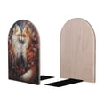 thumbnail image 2 of Susaid Romantic Flower Fox Couple Print Wooden Bookends Decorative Book Ends for Shelves Heavy Books Holder Organizer Non-Slip Desk Book End for Kids Room Office School 1 Pairs, 2 of 8
