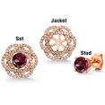 thumbnail image 5 of Gem Stone King 18K Rose Gold Plated Silver Stud Earrings with Jackets Rhodolite Garnet and Moissanite (2.72 Cttw), 5 of 6