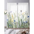thumbnail image 3 of Sheer Curtains 96 Inches Long, Botanical Flower Light Filtering Window Curtains for Living Room, Watercolor Colorful Floral Herbs Plants Rod Pocket Voile Sheer Curtain Drapes, 52"W x 96"L, 2 Panels, 3 of 8