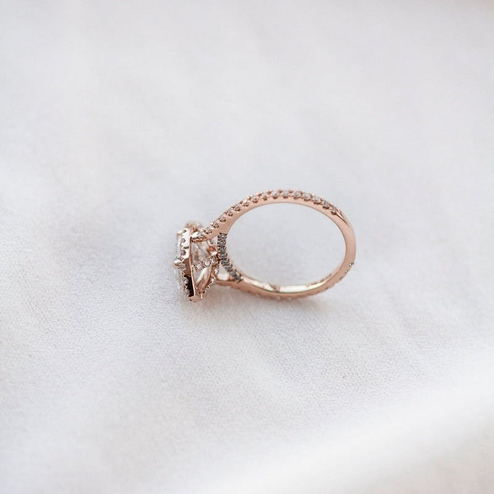 solitaire jewels 1.5CT Marquise Moissanite Halo Engagement Ring For Women, 10K Rose Gold