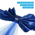 thumbnail image 3 of Uxcell Stretch Satin Chair Sashes Bows Chair Bands Decoration Mesh Yarn Floating Tied Dark Blue 12, 3 of 6