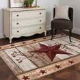 thumbnail image 3 of 3'x5' Area Rugs, Red Texas Star Vintage Indoor Outdoor Area Rug for Living Room Bedroom, Farmhouse Berry Brown Wooden Washable Bathroom Rugs Kitchen Floor Carpet Mats Home Decor Aesthetic, 3 of 8