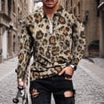 thumbnail image 2 of IROINNID Discount Long Sleeve Pullover Shirts for Men Loose Unisex Daily T-shirt 3D Print Half Zipper Tops Blouse,Coffee, 2 of 3
