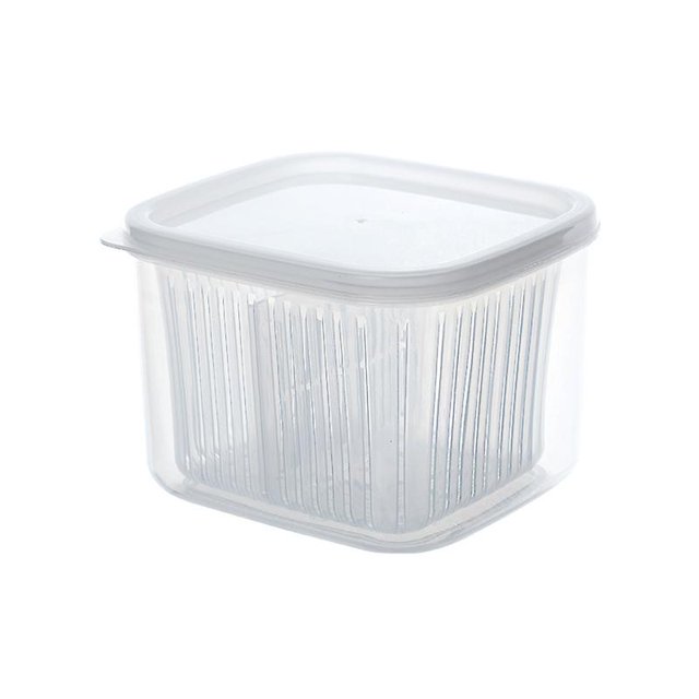Caja de almacenamiento para el refrigerador - Caja de almacenamiento de flores verdes segmentadas en blanco - Caja de asfalto fresco