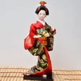 thumbnail image 1 of 11" Japanese Kimono Geisha Doll Humanoid Girl Statue Handcrafted Resin Decor Red, 1 of 7
