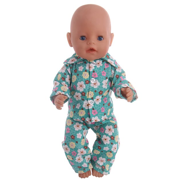 Handmade Flower Pattern Pajamas For 18 Inch American Doll Girl Toy 43 cm Born Baby Clothes Accessories Nenuco Our Generation