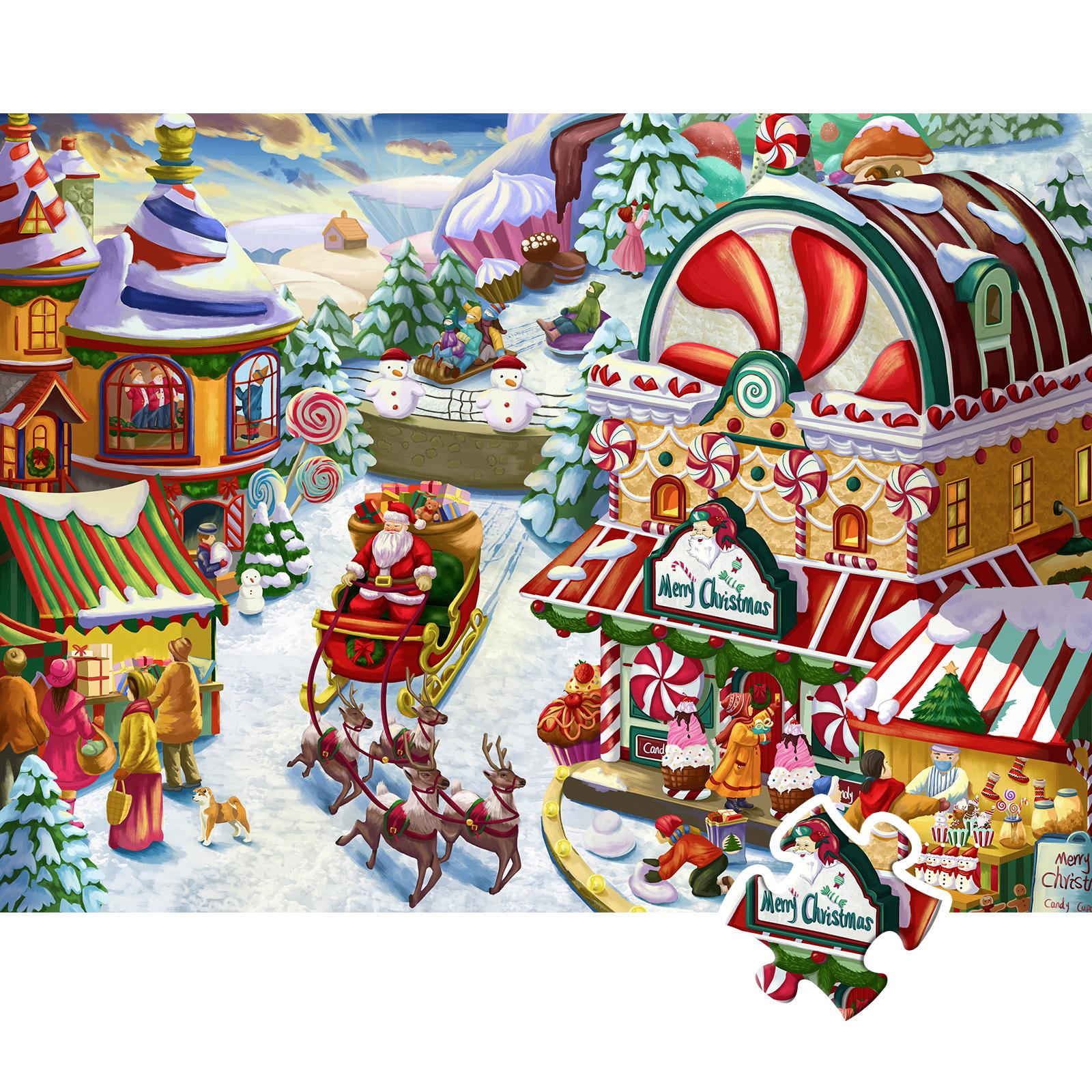 HXMARS Christmas Jigsaw Puzzles 500 Piece Christmas Candy Town, Christmas  Puzzle for Adults Kids, Holiday Jigsaw Puzzle Unique Piece
