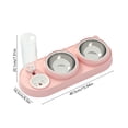 thumbnail image 3 of 3 in 1 Cat Bowl,Cat Food and Water Bowl Set with Water Dispenser and Stainless Steel Bowls,Double Bowls Design,15-degree Tilted Pet Feeder,Pink, 3 of 6