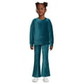 thumbnail image 2 of Wonder Nation Girls Long Sleeve Velour Pullover and Flare Pants Outfit, 2-Piece Set, Sizes 4-18 & Plus, 2 of 5