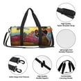 thumbnail image 6 of Xecao Beautiful African Woman print Round Travel Duffel Bag is a foldable gym bag with an inner pocket, perfect for travel sports, 6 of 8