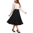 thumbnail image 2 of Falda plisada INSPIRE CHIC para mujer con cintura elástica, falda midi fluida en línea A XS negra, 2 of 5