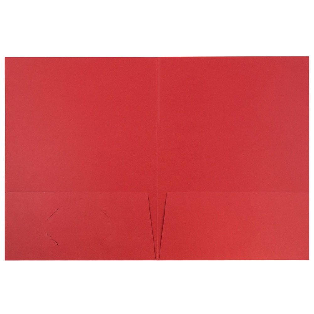 JAM Linen Two Pocket Folders, Red, 25/Pack
