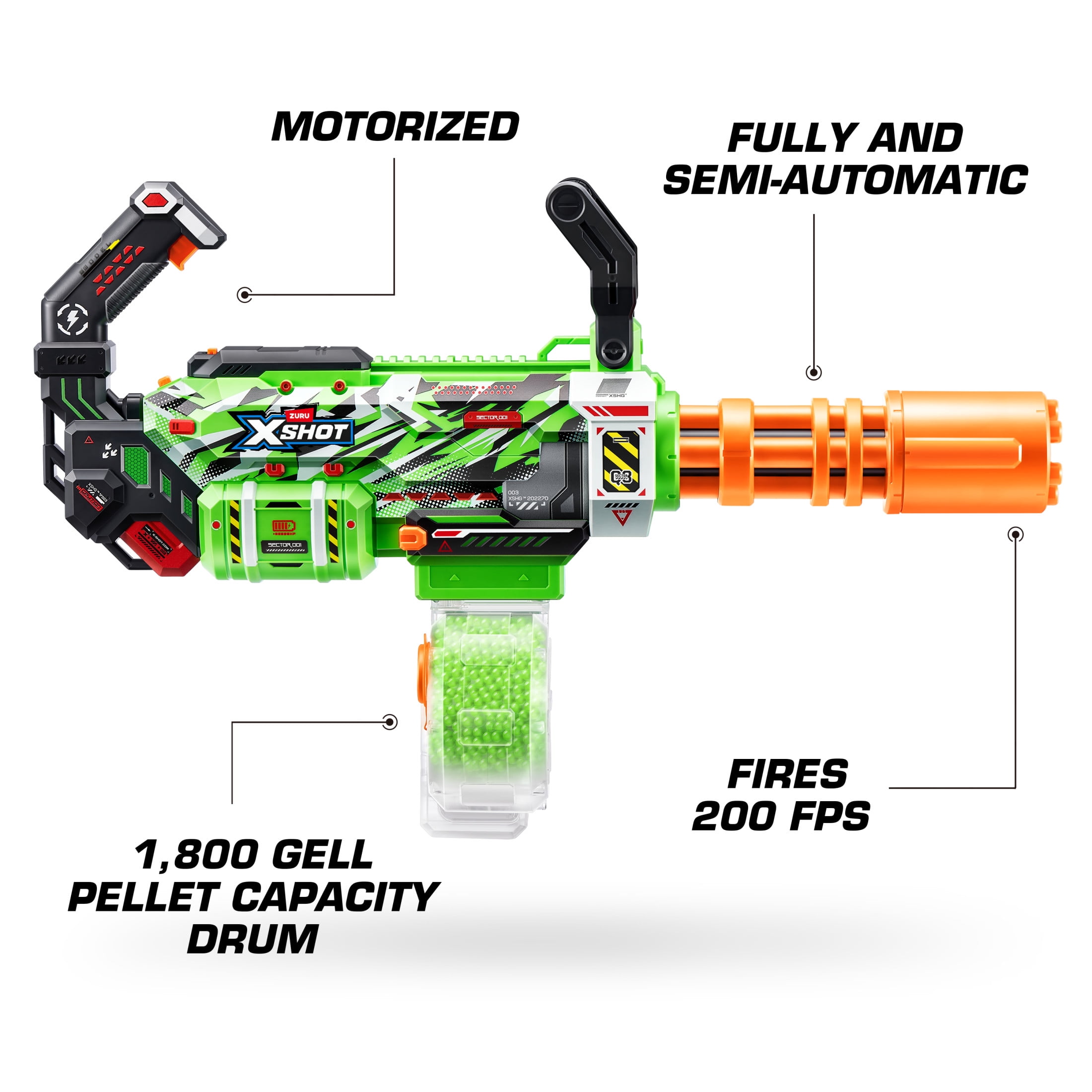 XSHOT Hyper Gel Glow Motorized Gatling Blaster with 10,000 Gel Pellets by ZURU, Outdoor Motorized Gel Blaster for Boys and Girls, Teens and Adults aged 14+