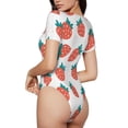 thumbnail image 3 of The Xecao Strawberries Women's Crew Neck Body Suit, a short-sleeved bodysuit and basic swimsuit, both comfort and style for dating and daily life, 3 of 9