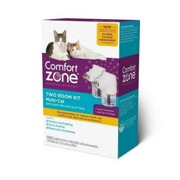Comfort Zone MultiCat Calming Diffuser Kit; Cat Pheromones; 2 Pack Diffuser Kit; New Formula