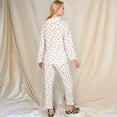 thumbnail image 5 of Women's Floral Print Button-Up Long Sleeve Pajama Set with Ruffle Details - Medium, White, 5 of 7