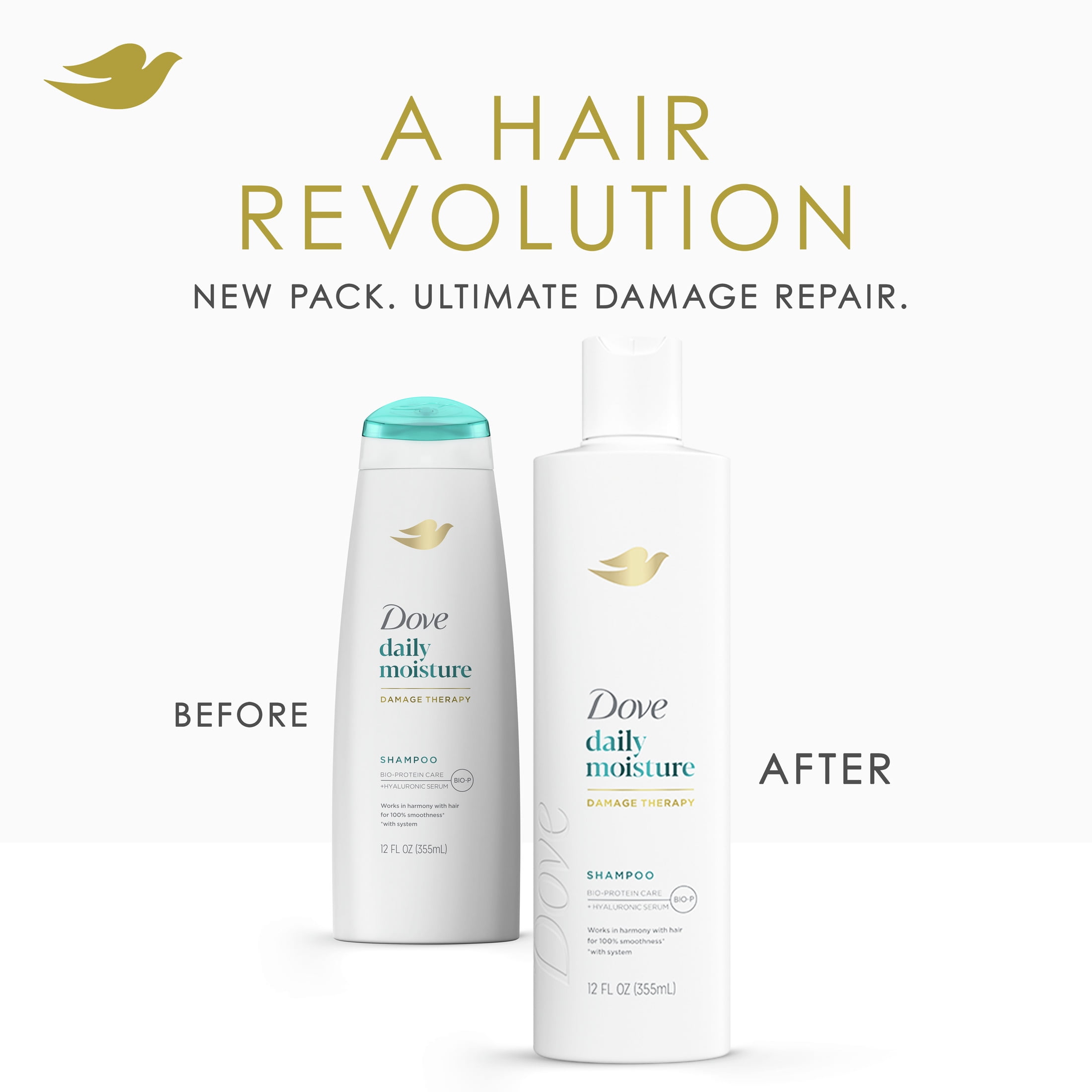 Dove Moisturizing Damage Therapy Shampoo, Daily Care for Dry Hair with BioProtein, 12 oz  (图5)