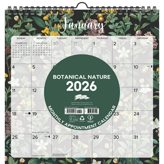 Botanical Nature 2026 12 X 12 Spiral Wall Calendar, (Paperback)