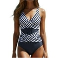 thumbnail image 2 of Ounisa Tummy Control Swimsuits for Women Slimming One Piece Bathing Suit Retro Ruched Push Up Vintage Padded Swimwear, 2 of 5