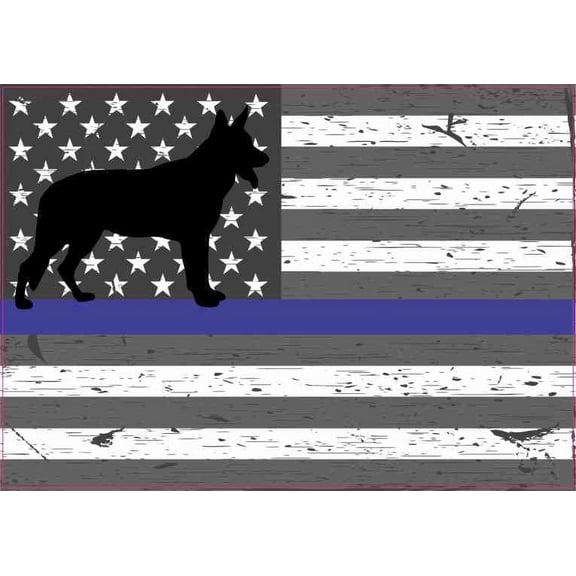 5in X 3.5in Rustic Canine Blue Lives Matter Sticker Vehicle Flag Stickers