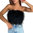 thumbnail image 7 of GERsome Women's Sexy Feather Crop Top Furry Faux Fur Strapless Tube Top Sleeveless Camisole for Party Clubwear, 7 of 7