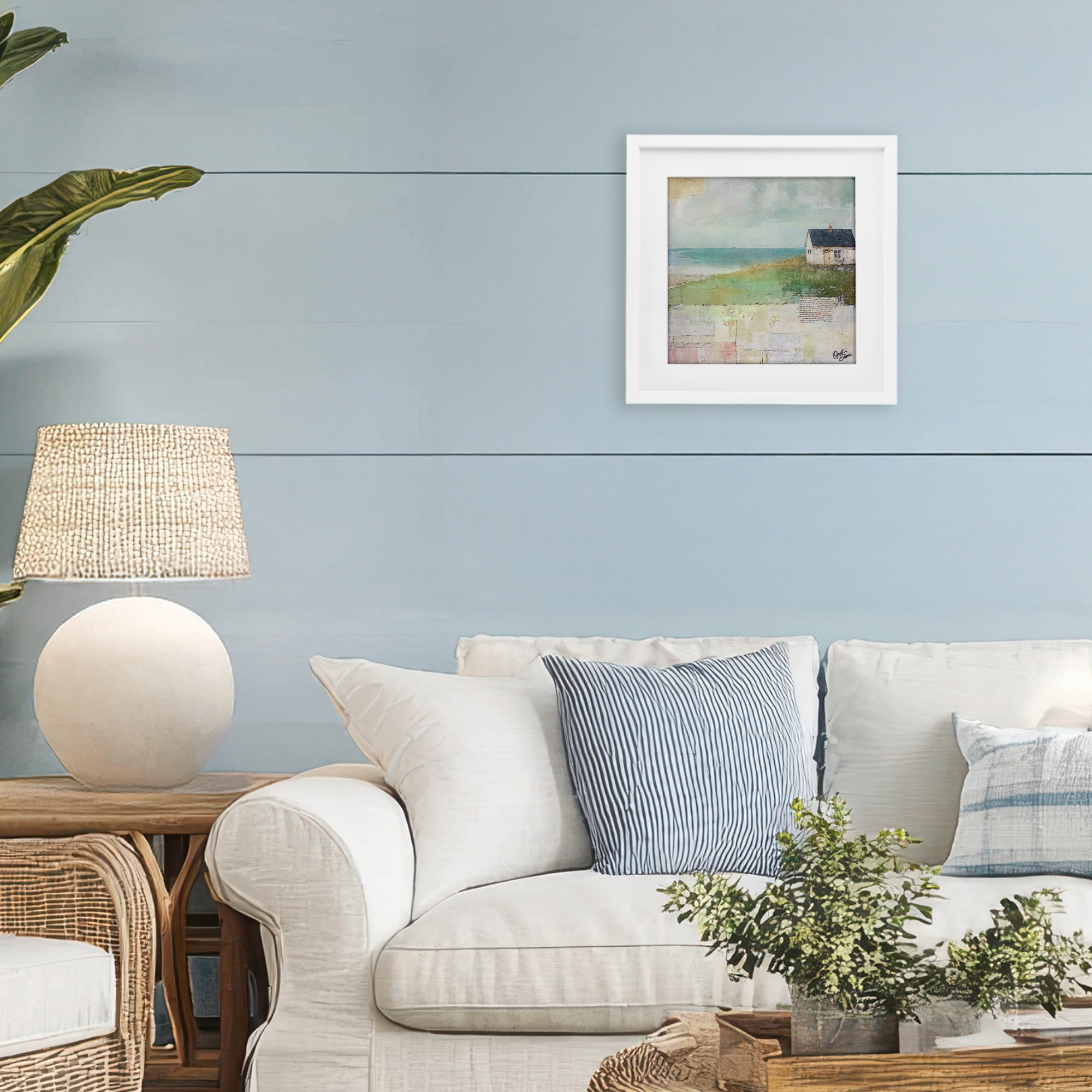 Stupell Industries Quiet Place By The Coast White Framed Print Under Glass, design by Opal Edison