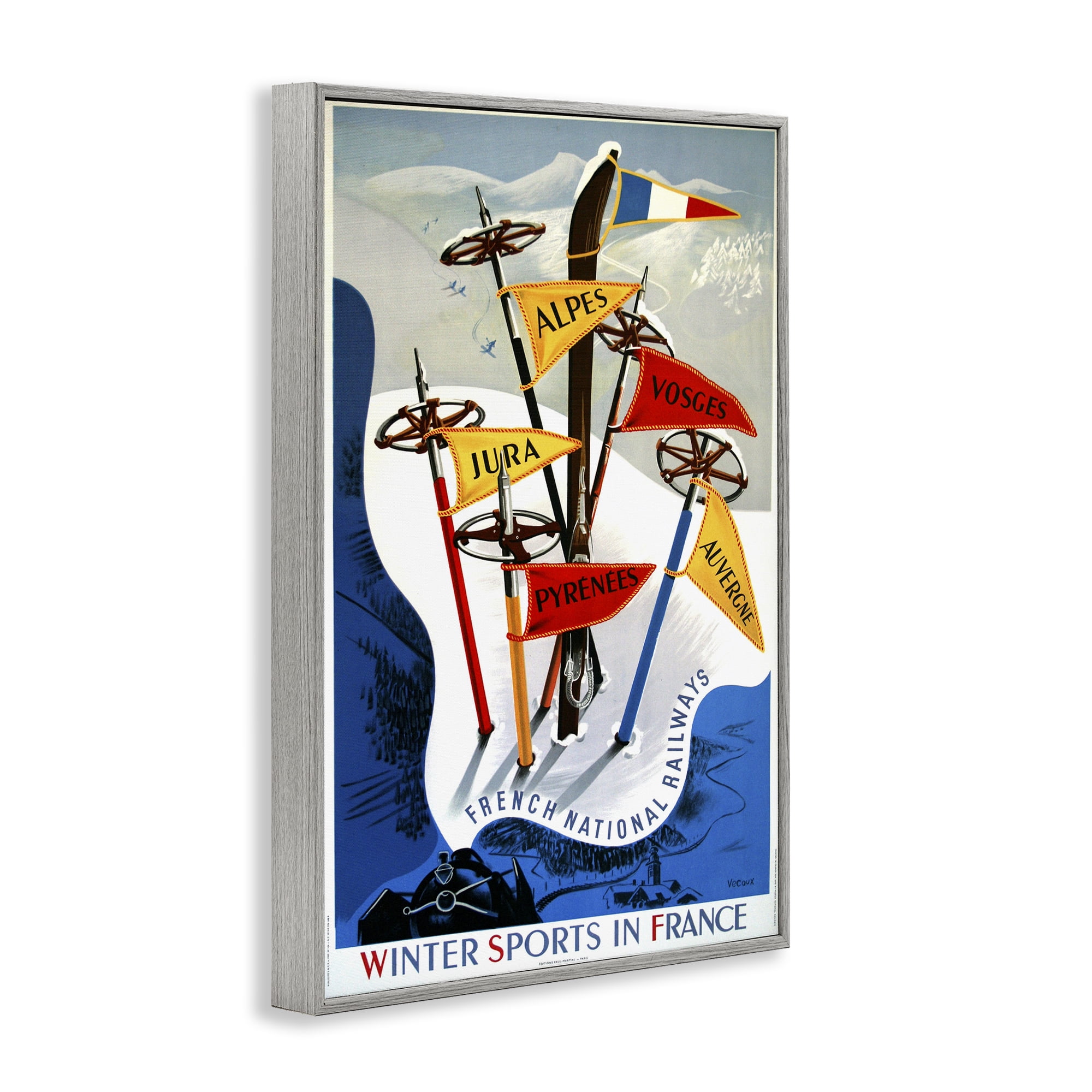 Stupell Industries Winter Sports In France Gray Framed Giclee Art, design by Vintage Posters