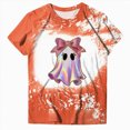 thumbnail image 5 of TOWED22 Womens Halloween Bow Graphic Oversized Shirts Spooky Season Tee Short Sleeve Bleached Tops(Orange,M), 5 of 7