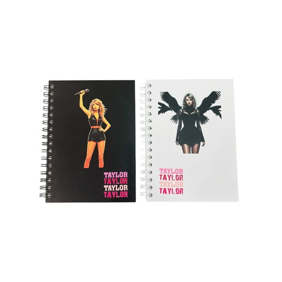 Set de 2 libretas pasta dura estilo francés, una color blanco y una negra, hoja blanca, Taylor Swift