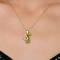 thumbnail image 3 of Gem Stone King 18K Yellow Gold Plated Silver Lab Grown Diamond and Green Peridot Pendant Necklace for Women | 1.44 Cttw | Gemstone April Birthstone | Heart Shape 5MM | With 18 inch Chain, 3 of 6