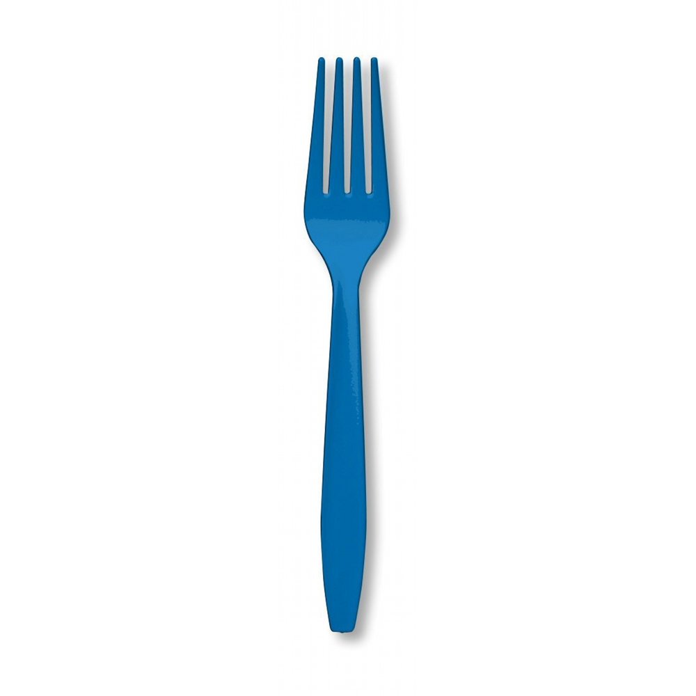 Premium 24 Count Plastic Forks Royal Blue