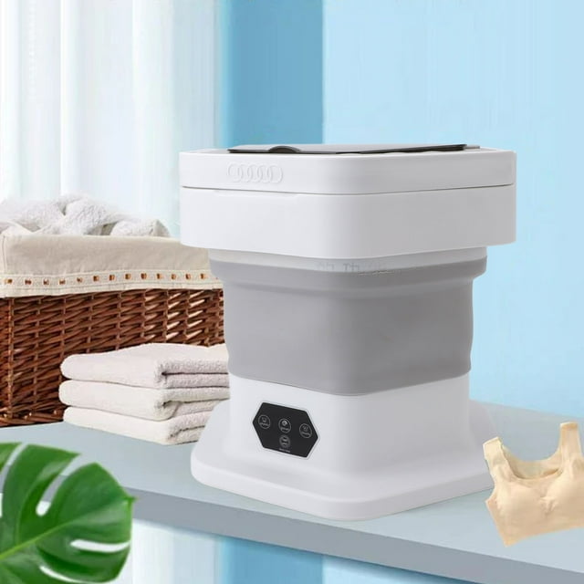 8L Portable Mini Laundry Washer, Foldable Compact Washer, 2 in 1 Small Underwear Washing Machine with Spin Function for Traveling Camping Apartment